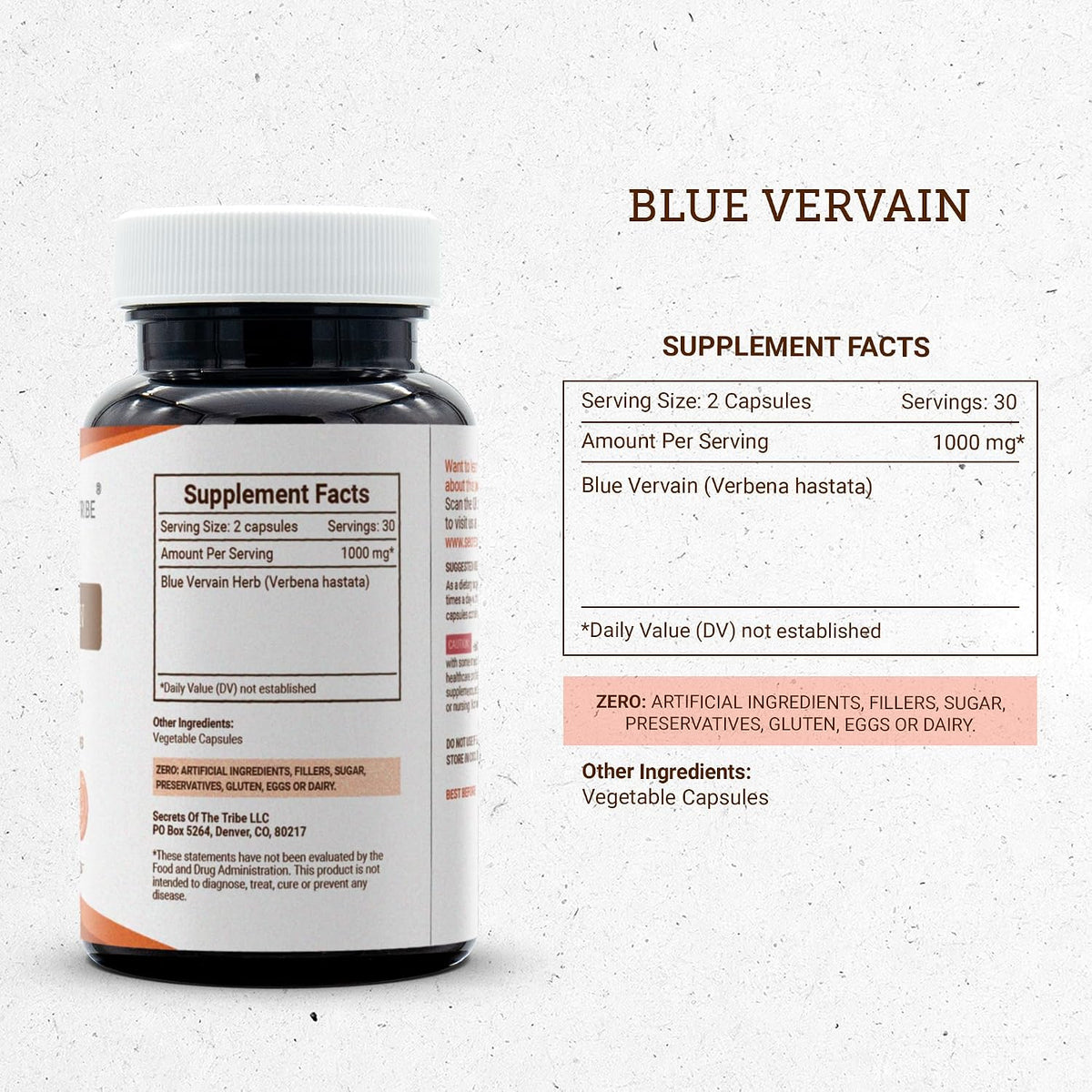 Secrets of the Tribe Blue Vervain 60 Capsules, 1000 mg - görsel 3