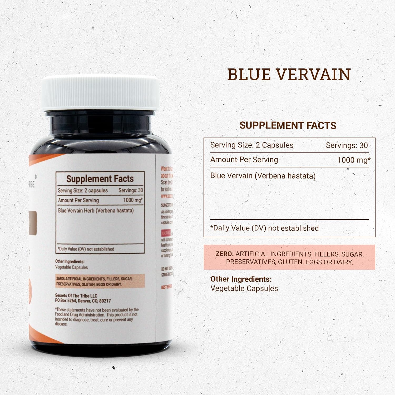 Secrets of the Tribe Blue Vervain 60 Capsules, 1000 mg - görsel 3