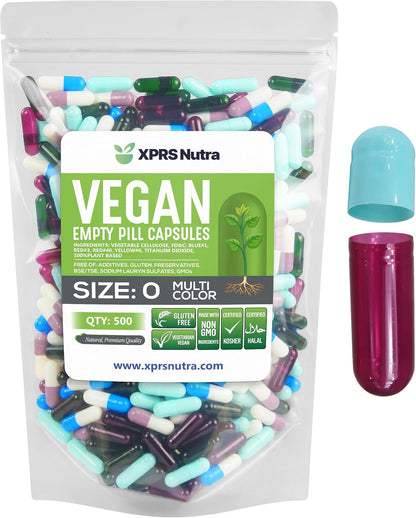 XPRS Nutra Size 0 Empty Capsules - 1000 Count Vegan Capsules - Vegetarian Capsules - DIY Vegetable Capsule Filling - Veggie Caps for Homemade Supplements (Lavender/White)