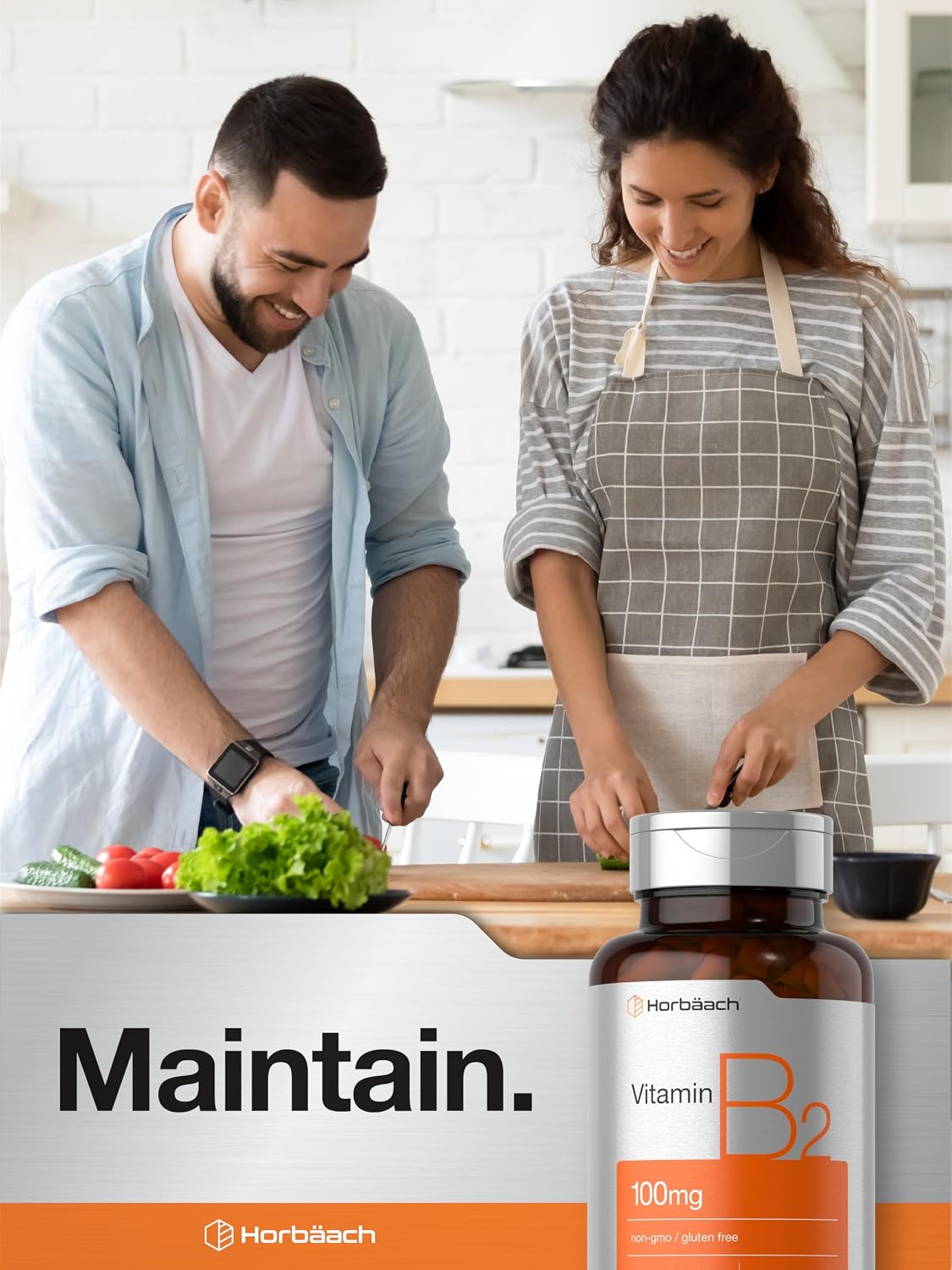 Horbäach Vitamin B2 100 mg, 180 Capsules - Riboflavin Supplement, Non-GMO & Gluten-free - görsel 7