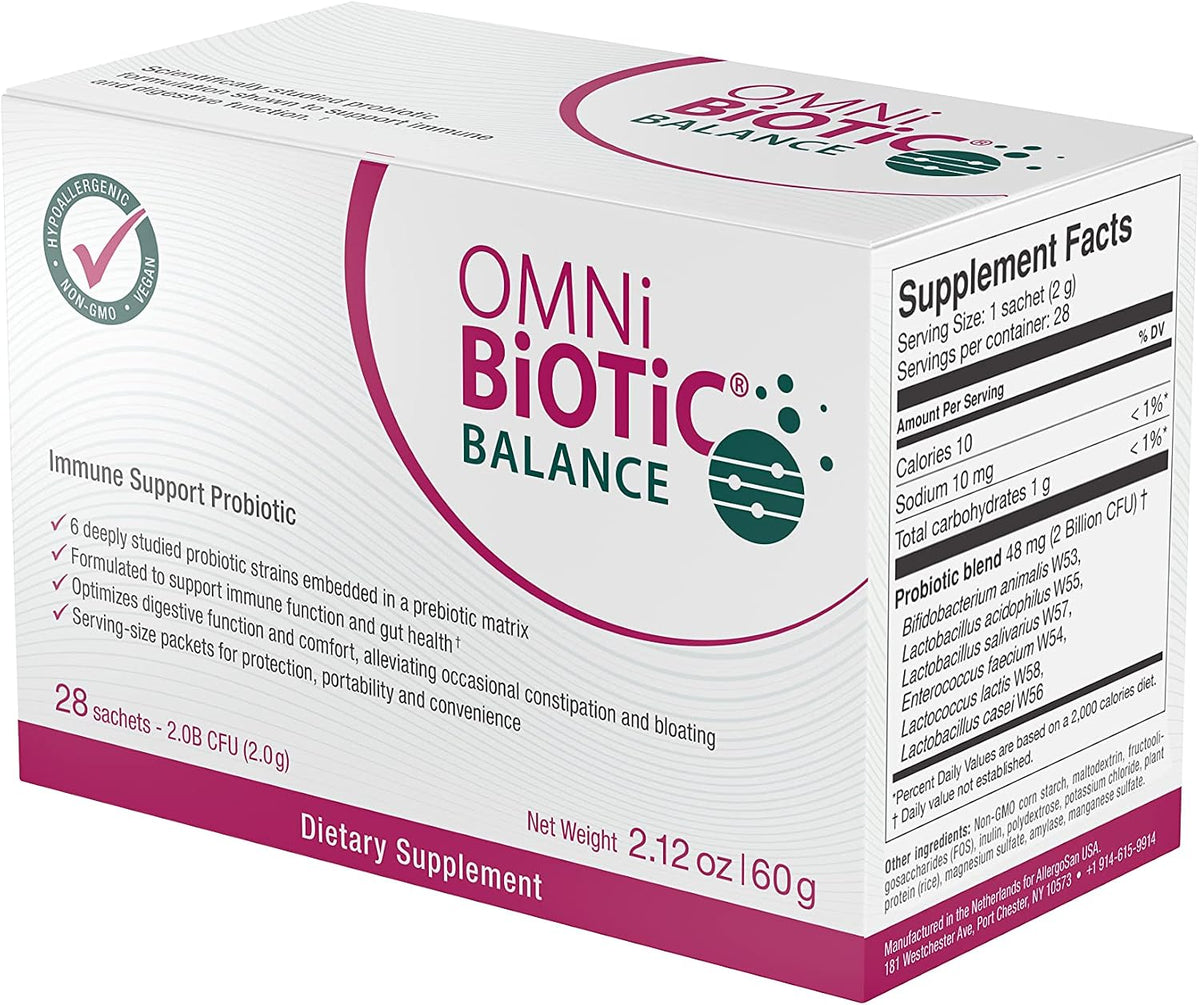 OMNi BiOTiC Balance Probiotic Immune Support – Bifidobacterium & Lactobacillus – Hypoallergenic – Immune Support Supplement for Men and Women – Non-GMO (28 Daily Sachets) - görsel 5