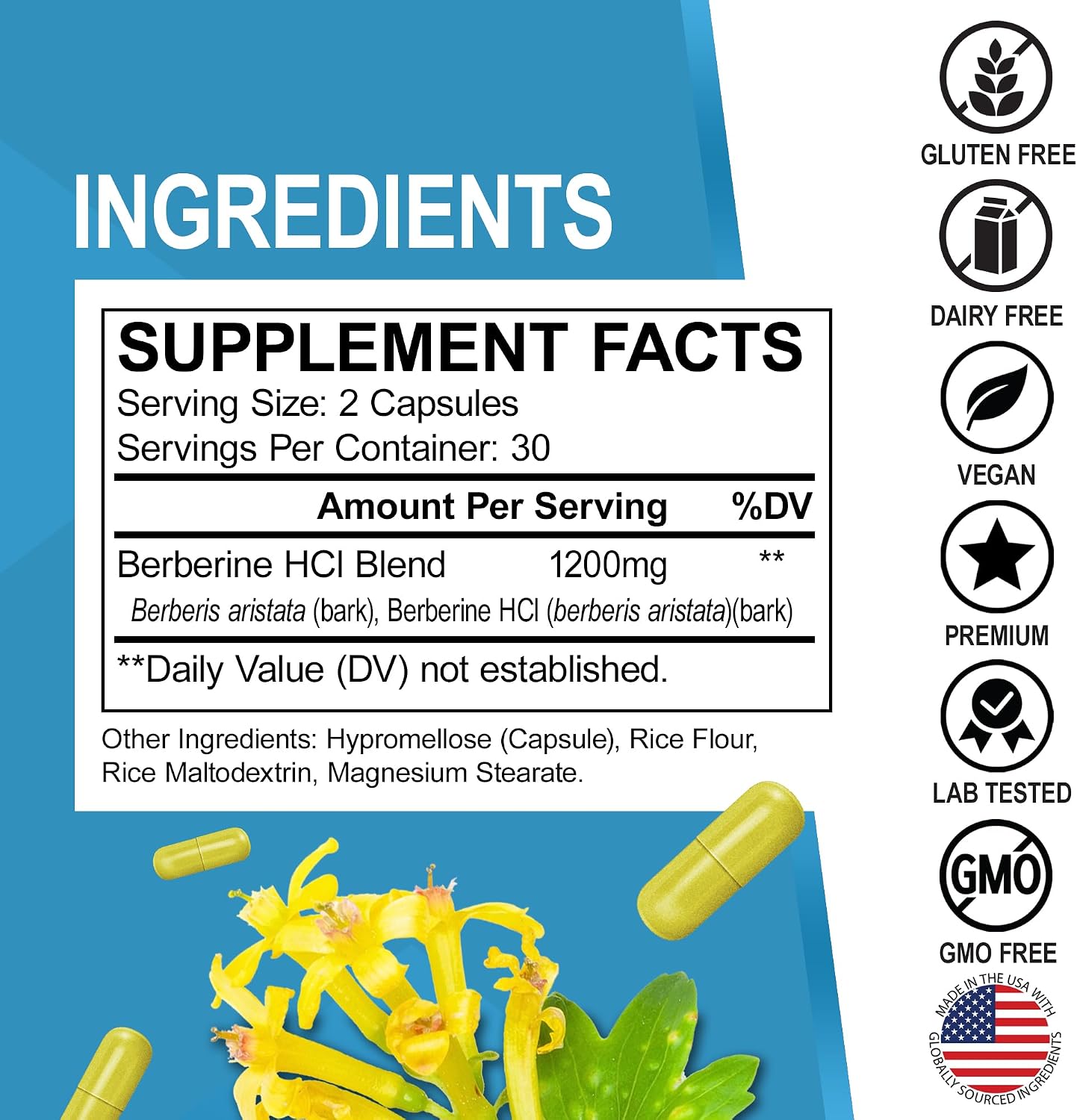 Berberine HCL 1200mg Capsules | Metabolic Support Supplement | DR. BO - 60 Vegan Capsules - görsel 6