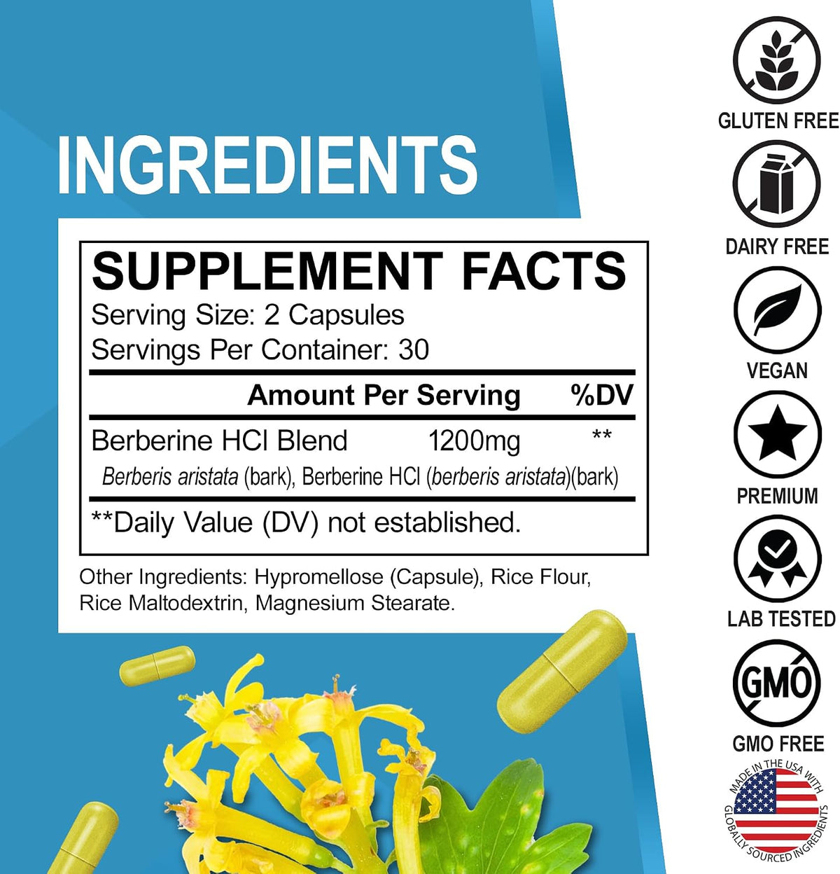 Berberine HCL 1200mg Capsules | Metabolic Support Supplement | DR. BO - 60 Vegan Capsules - görsel 6