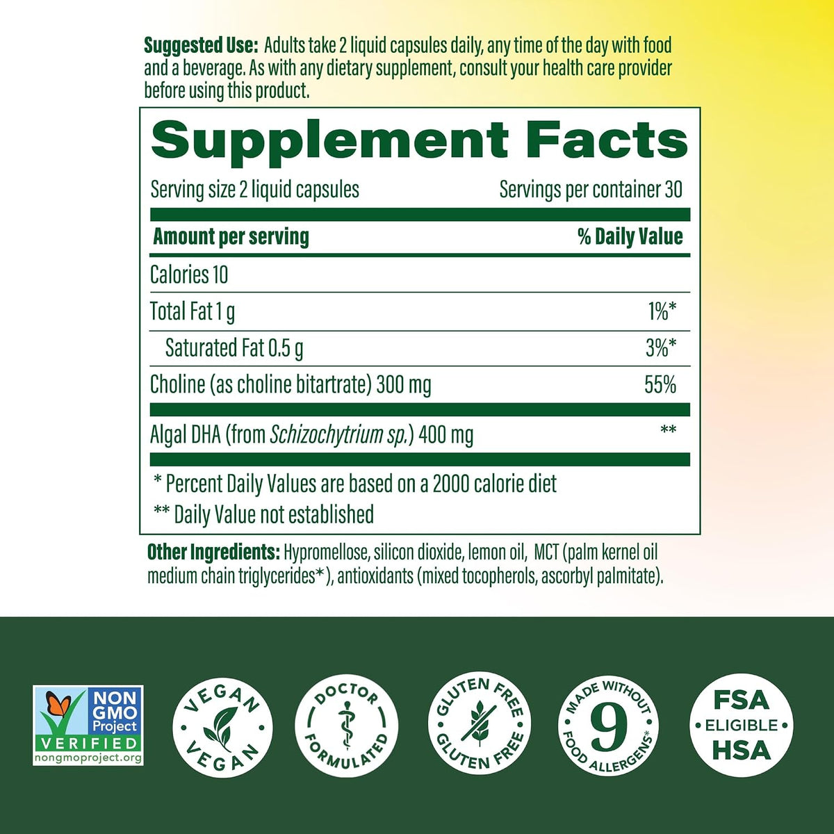 MegaFood Baby & Me 2 Prenatal DHA & Choline Supplement, Vegan, 60 Liquid Capsules - görsel 3