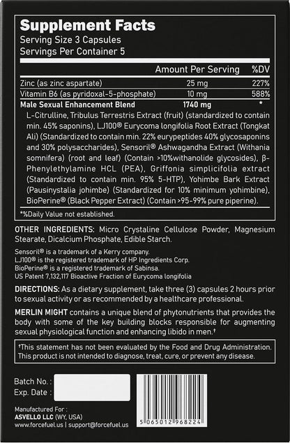 Merlin Might Male Enhancement Capsules – 15 Capsules