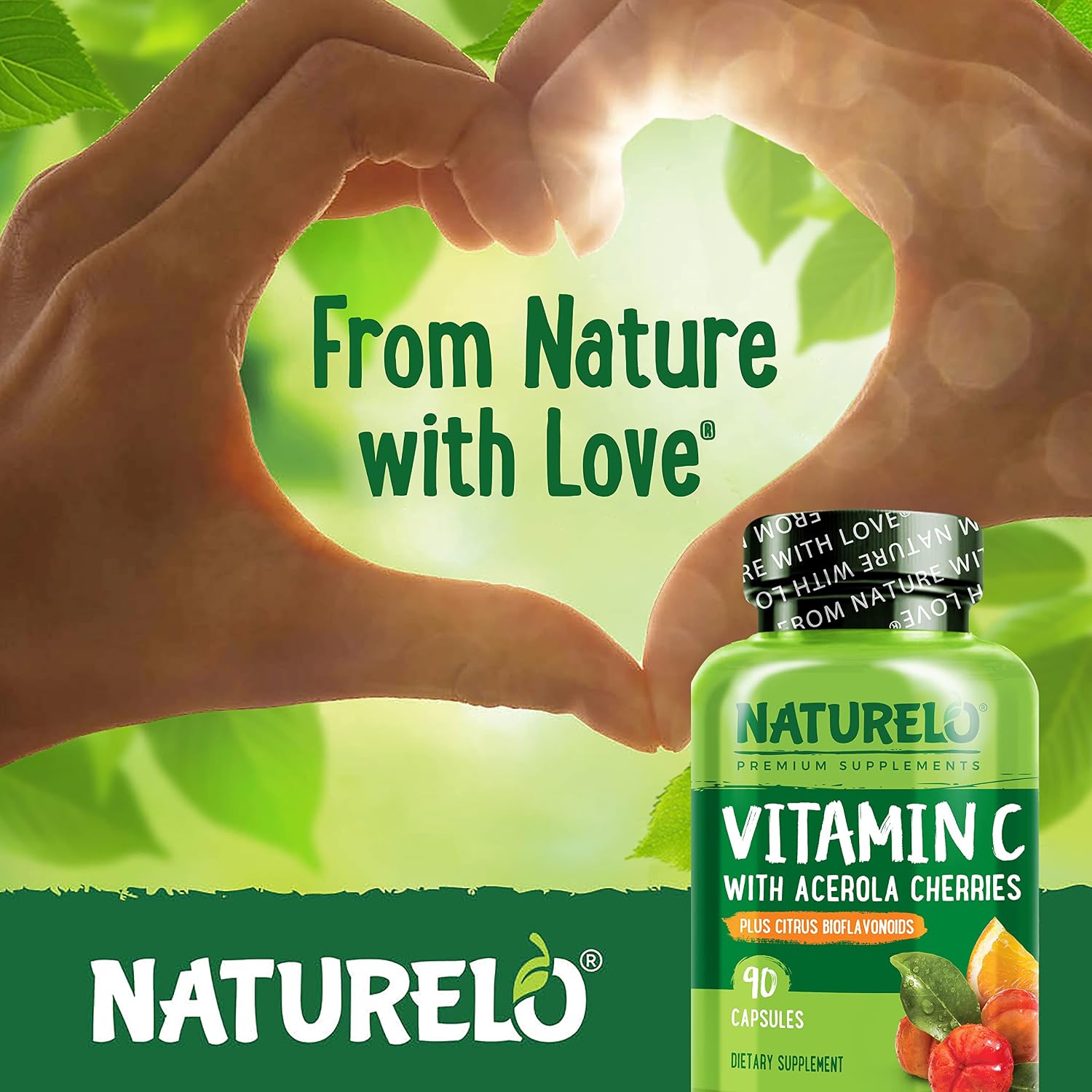NATURELO Vitamin C with Organic Acerola Cherry and Citrus Bioflavonoids - 500 mg - 180 Vegan Capsules - görsel 7