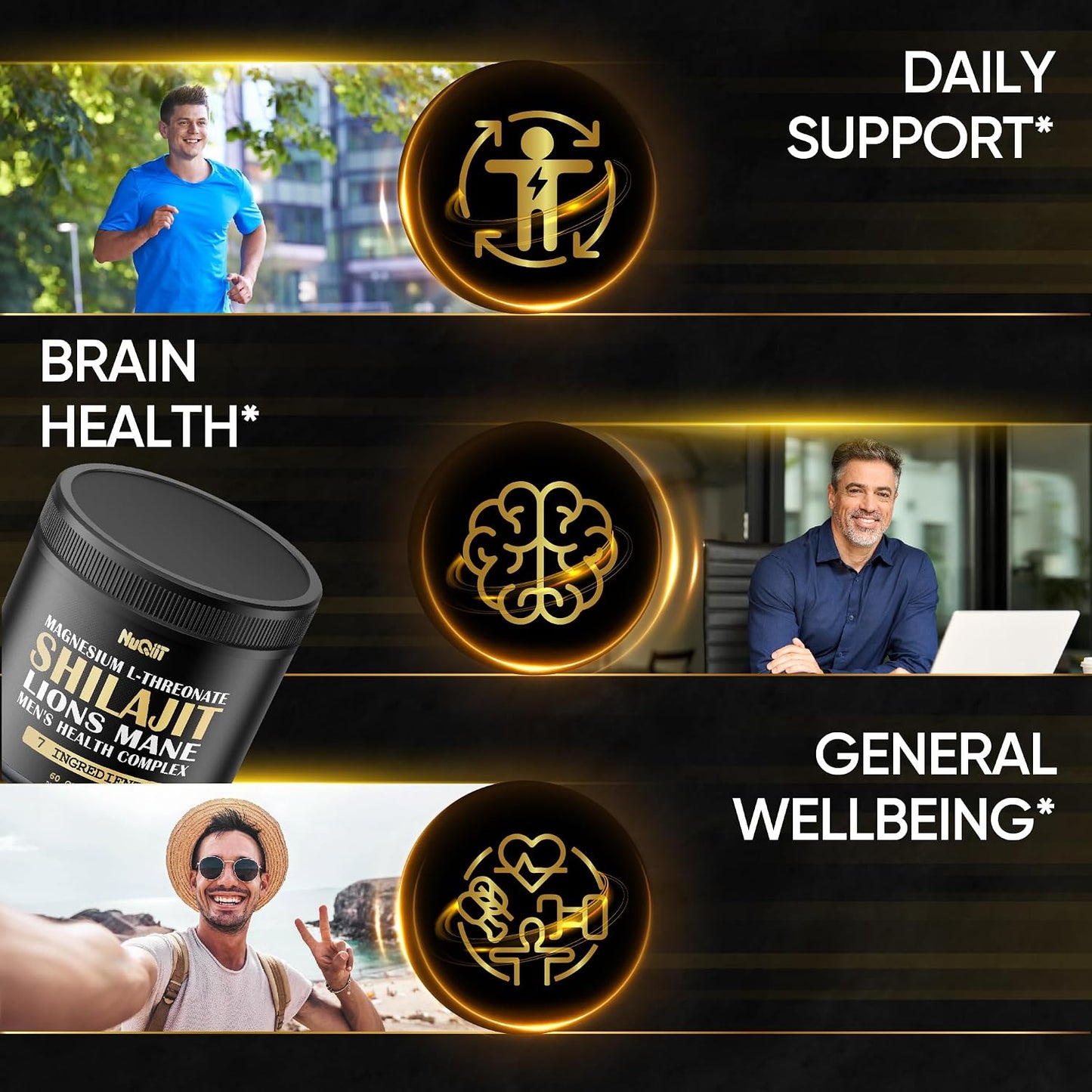 NUQIIT Shilajit Men’s Health Complex with Magnesium, Lion’s Mane, Ashwagandha and Maca Root – 60 Vegan Capsules - görsel 4