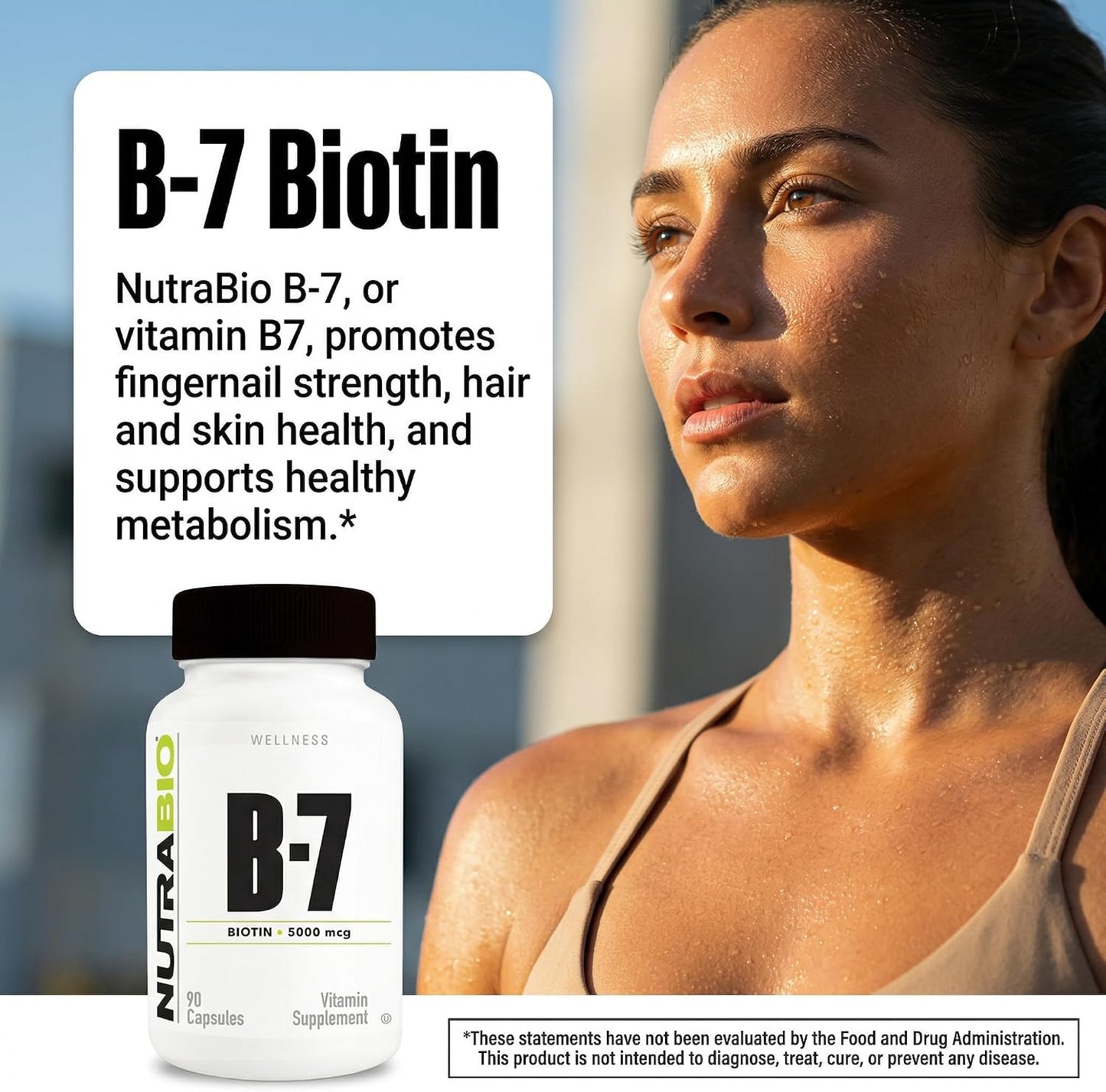 NutraBio Biotin (Vitamin B7) Supplement, 5000mcg – 90 Vegetable Capsules - görsel 3