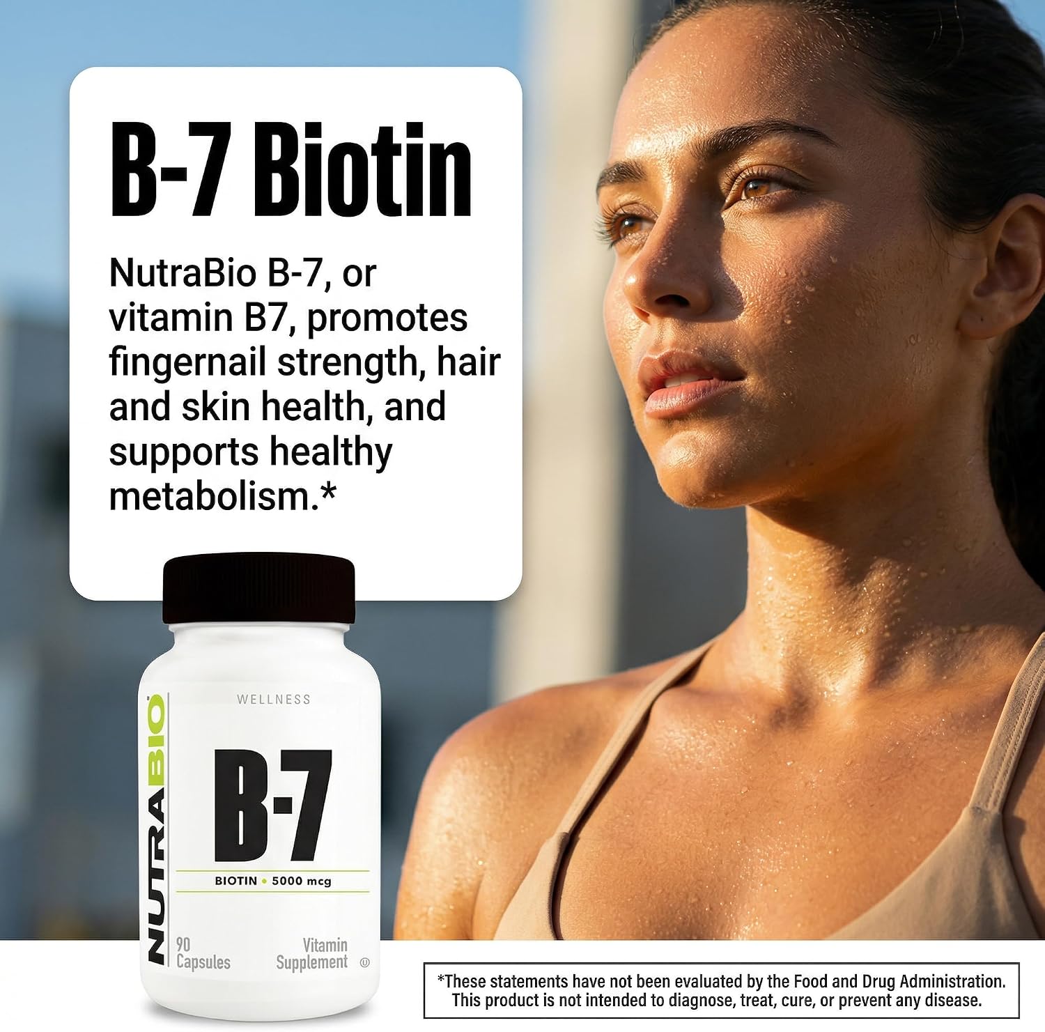 NutraBio Biotin (Vitamin B7) Supplement, 5000mcg – 90 Vegetable Capsules - görsel 3