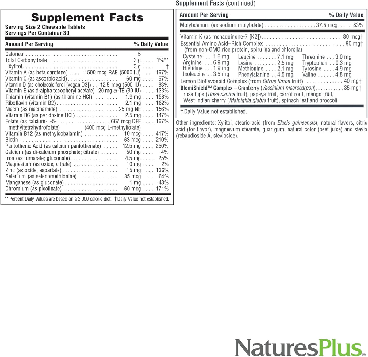 NaturesPlus Power Teen for Him - 60 Chewable Tablets, Wild Berry - High-Potency Teenage Multivitamin - Sugar Free, Vegetarian, Gluten Free - 30 Servings - görsel 4