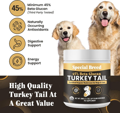 Special Breed Organic Turkey Tail Mushroom for Dogs and Cats, 660 Servings