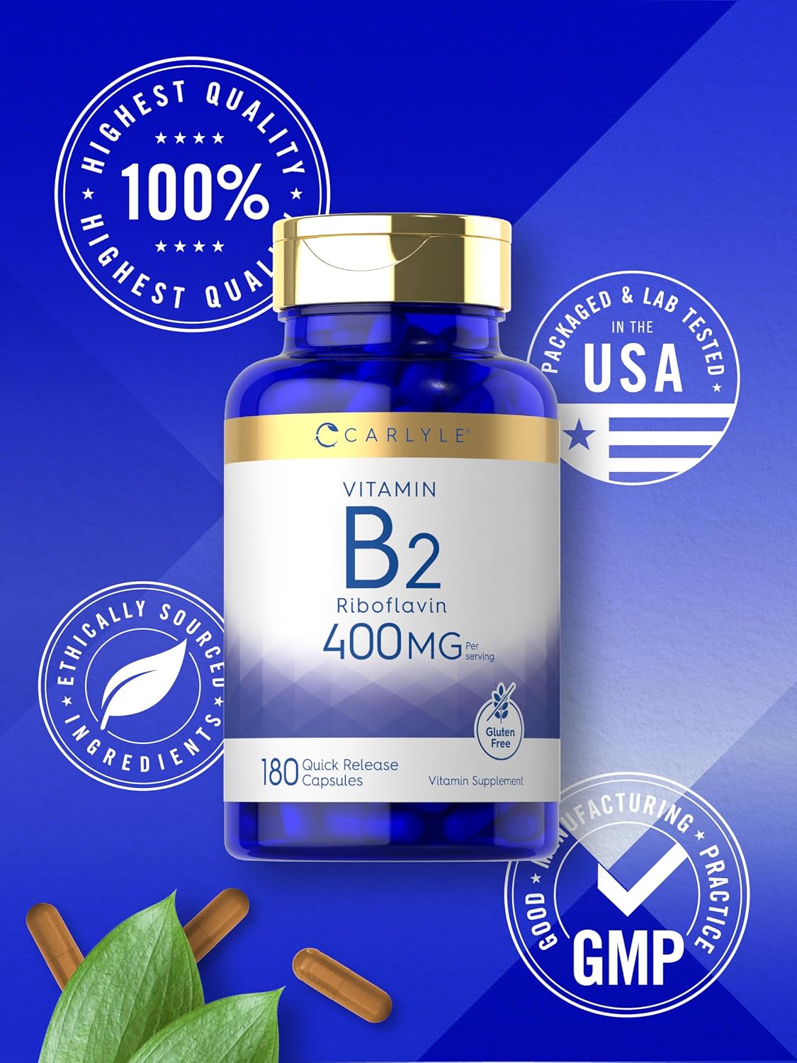 Carlyle Vitamin B-2 400mg | Riboflavin Food Supplement | 180 Capsules - görsel 6