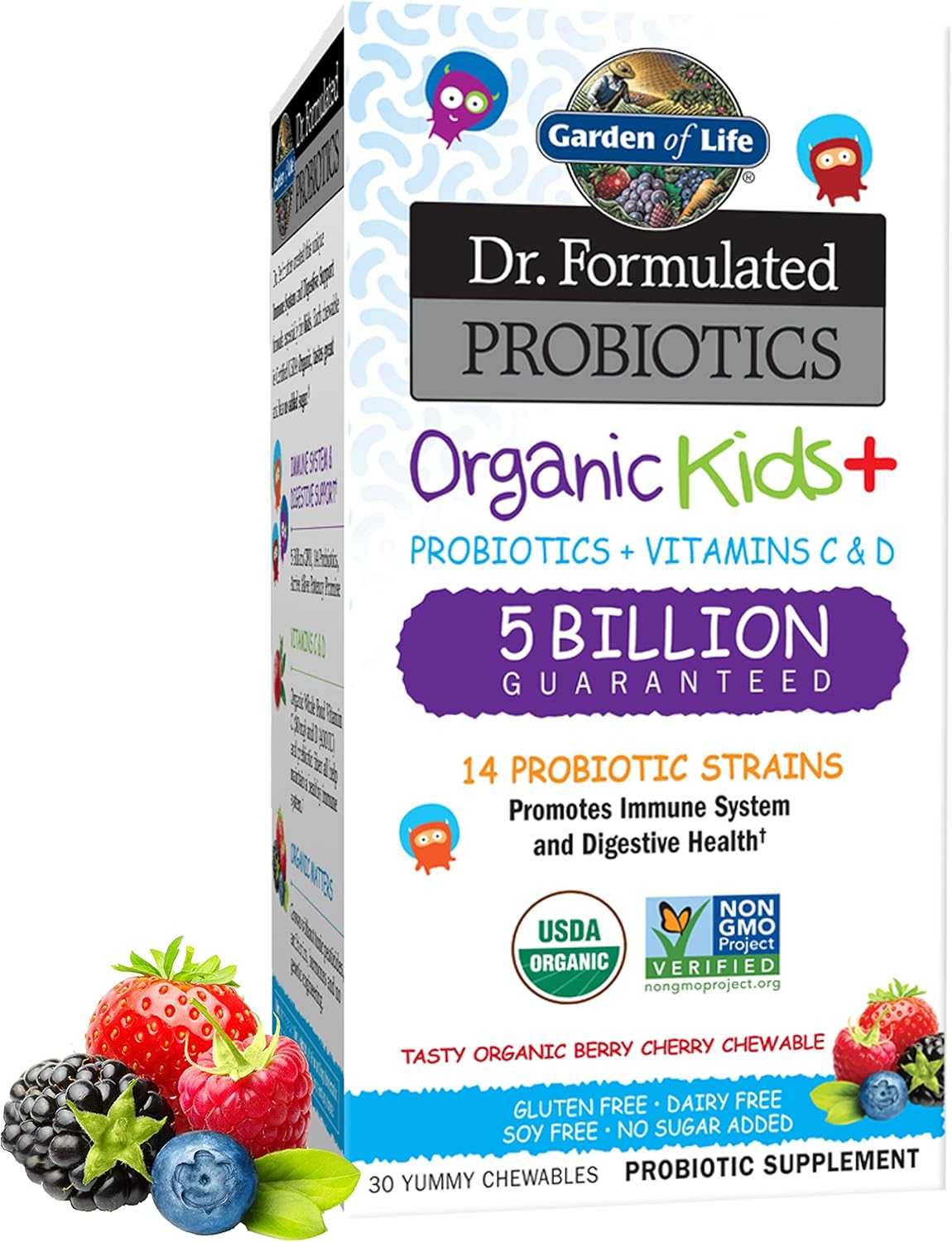 Garden of Life Dr. Formulated Probiotics Organic Kids+ - Berry Cherry, 30 Chewables - görsel 1