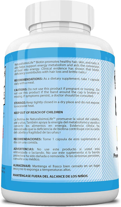 Biotin 10,000 mcg High Potency – Natural Support for Hair, Skin, Nails & Metabolism, 120 Capsules
