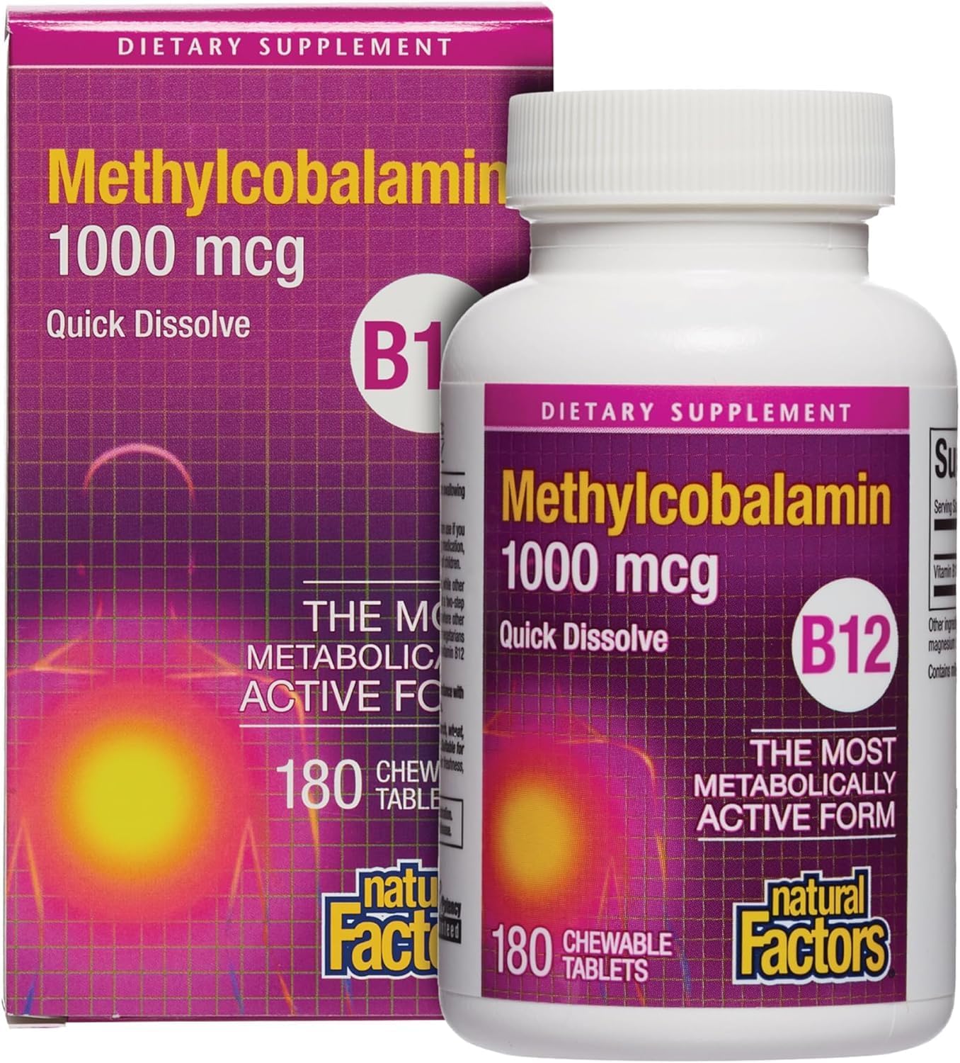 Natural Factors Vitamin B12 Methylcobalamin 1,000 mcg Quick Dissolving Tablets - görsel 1