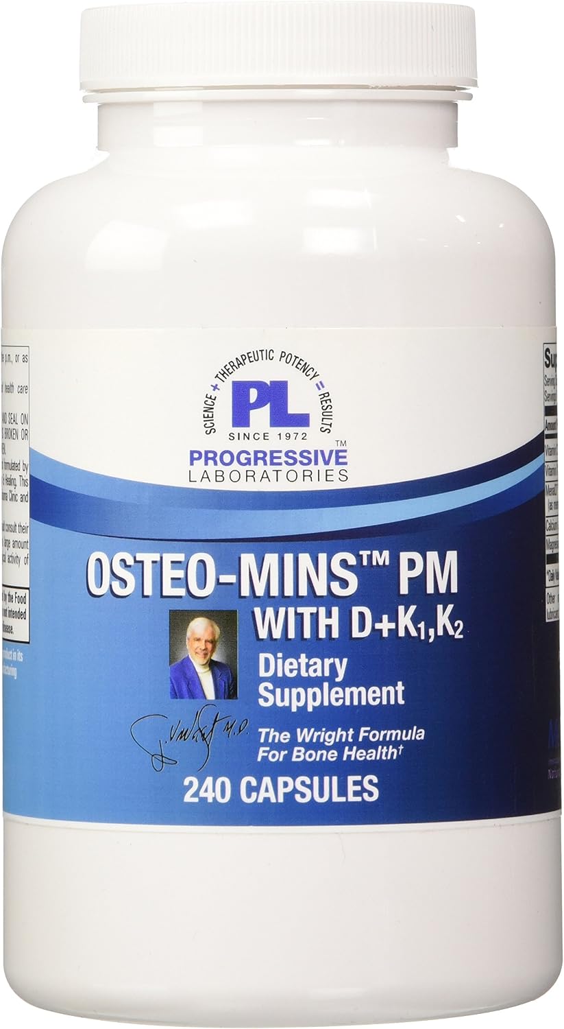 Progressive Labs Osteo-Mins PM with Vitamin D Plus K1 and K2 Food Supplement, 240 Capsules - görsel 1