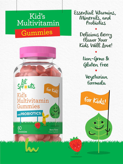 Carlyle Kids Multivitamin Gummies with Probiotics - 60 Chewables - Berry Flavour - Vegetarian, Non-GMO, Gluten-free Children's Supplement