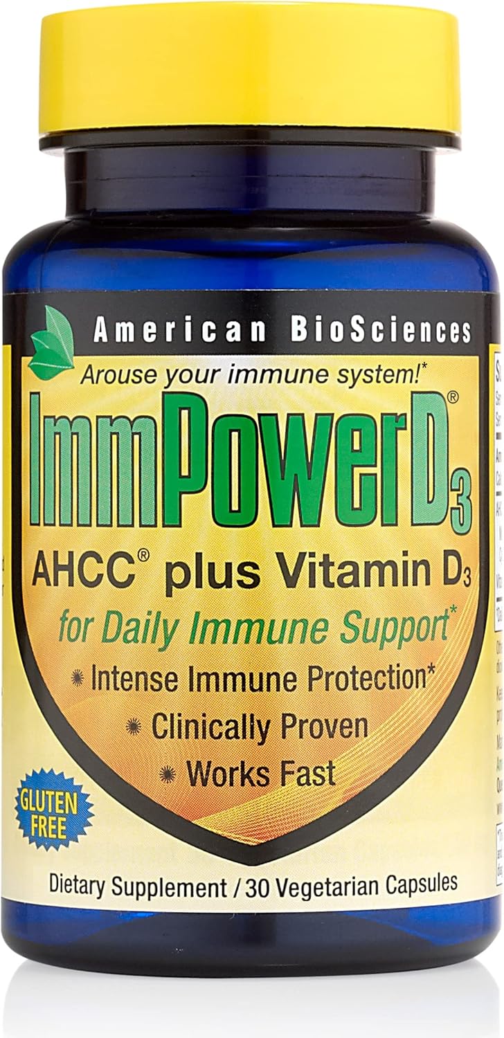 American BioSciences ImmpowerD3 AHCC + Vitamin D3, 30 Capsules - görsel 1