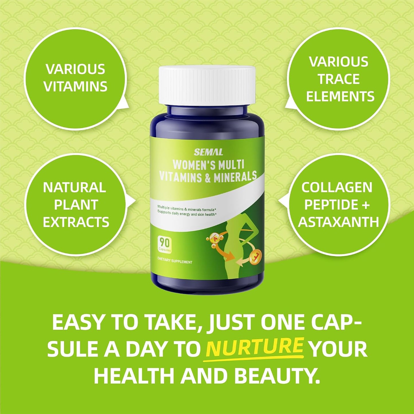SEMAL Daily Multivitamin & Multimineral Supplement for Women (90 Capsules) - görsel 5
