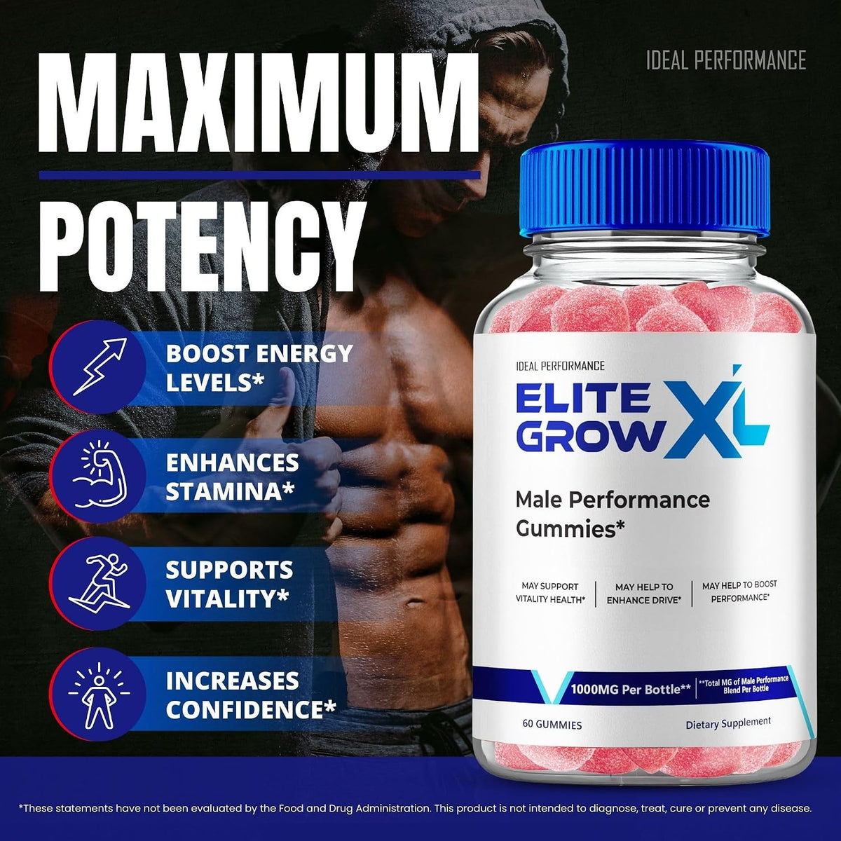 Elite Grow XL Gummies – Maximum Strength Performance Gummies for Men (2 Pack) - görsel 4