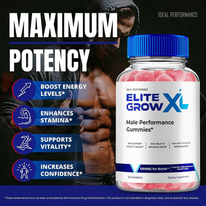 Elite Grow XL Gummies – Maximum Strength Performance Gummies for Men (2 Pack)