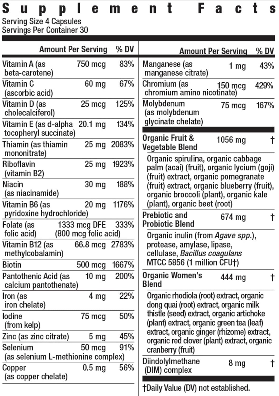 Rainbow Light Certified Women's Multivitamin - 120 Capsules - görsel 2