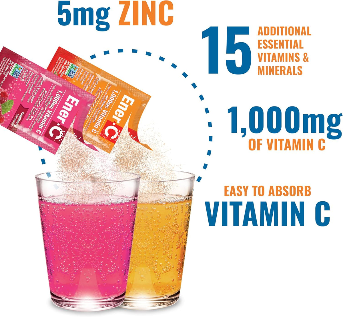 Ener-C Multivitamin Drink Mix - Orange and Raspberry, 60 Sachets - görsel 4