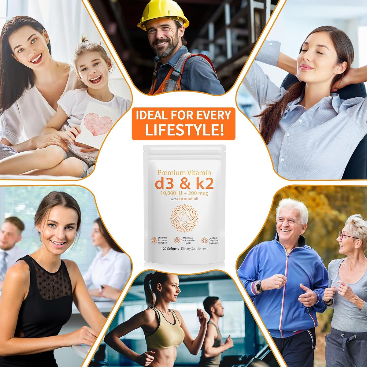 Nyloriaine Vitamin D3 K2 120 Soft gel capsule Capsules with Coconut Oil - görsel 6