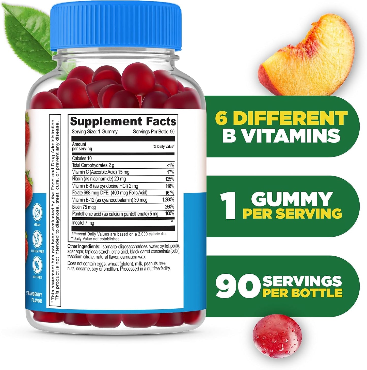Lifeable Sugar Free Vitamin B Complex Gummies with Vitamin C – Energy and Nerve Support, 90 Gummies - görsel 2
