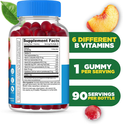 Lifeable Sugar Free Vitamin B Complex Gummies with Vitamin C – Energy and Nerve Support, 90 Gummies