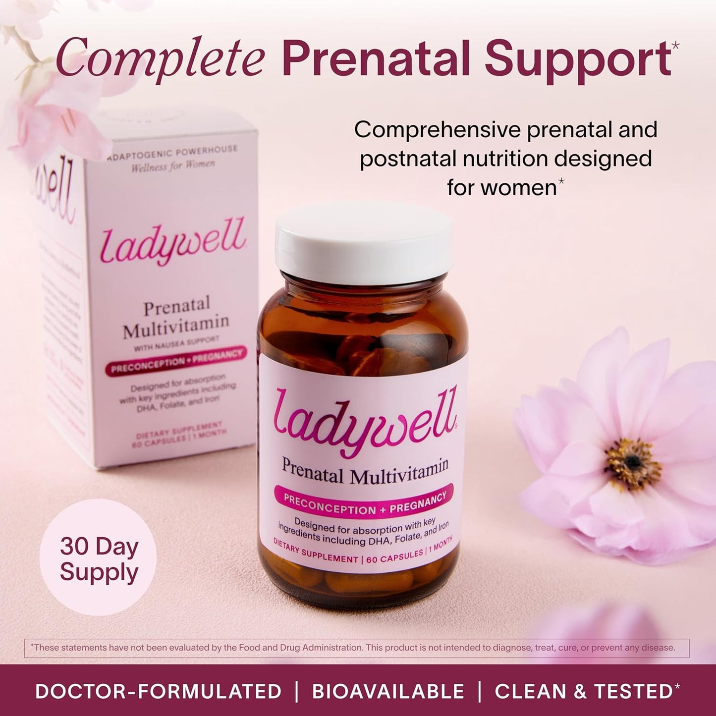 Ladywell Prenatal Multivitamin – DHA, Folate & Iron – 60 Capsules - görsel 2