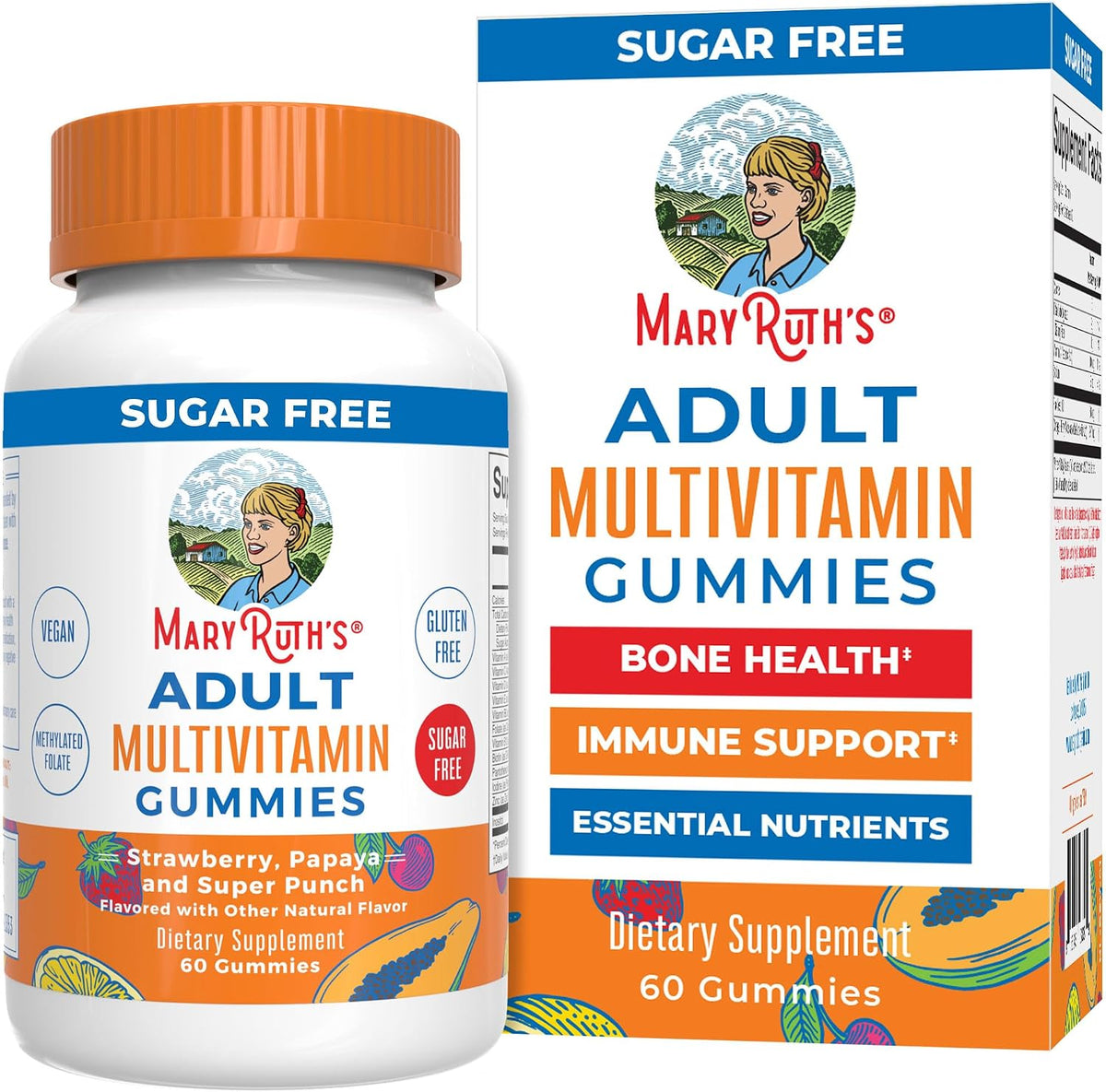 MaryRuth's Organics Multivitamin for Women and Men | Sugar Free | Adult Multimineral Gummy with Vitamin C, D, E, B Vitamins, Biotin, Zinc | Vegan | Non-GMO | Gluten-free | 60 Gummies - görsel 1