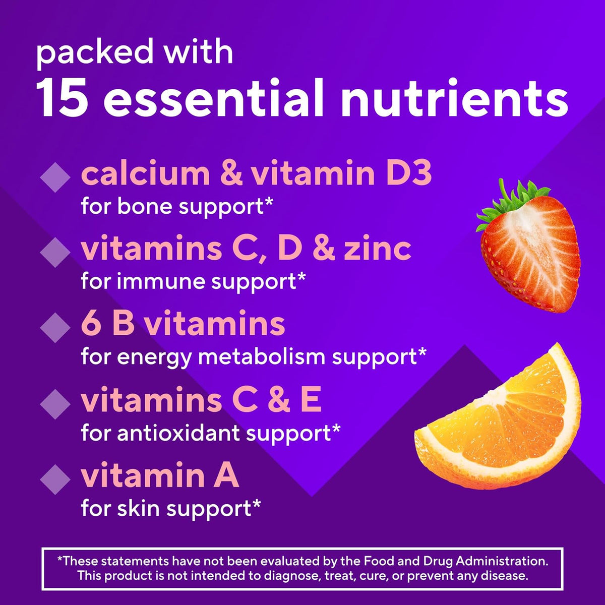 vitafusion GLP-1 Support Multivitamin, Vitamin and Mineral Blend, 15 Essential Nutrients, Citrus Berry Flavour, 90 Count, 45 Day Supply - görsel 4