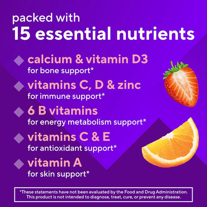 vitafusion GLP-1 Support Multivitamin, Vitamin and Mineral Blend, 15 Essential Nutrients, Citrus Berry Flavour, 90 Count, 45 Day Supply