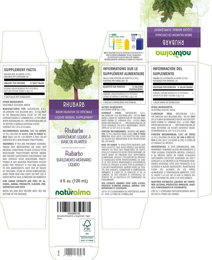 Naturalma Rhubarb Root and Rhizome Alcohol-Free Tincture - 118 ml Liquid Extract - Herbal Supplement - Vegan