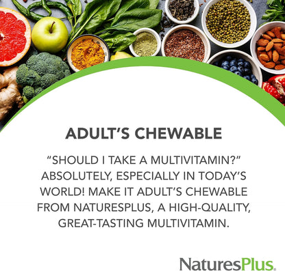 NaturesPlus Adult's Chewable Multivitamin & Mineral Supplement - Pineapple Flavour - 180 Tablets