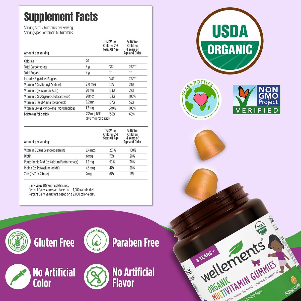 Wellements USDA Organic Kids Multivitamin Gummies - 60 Count - görsel 2