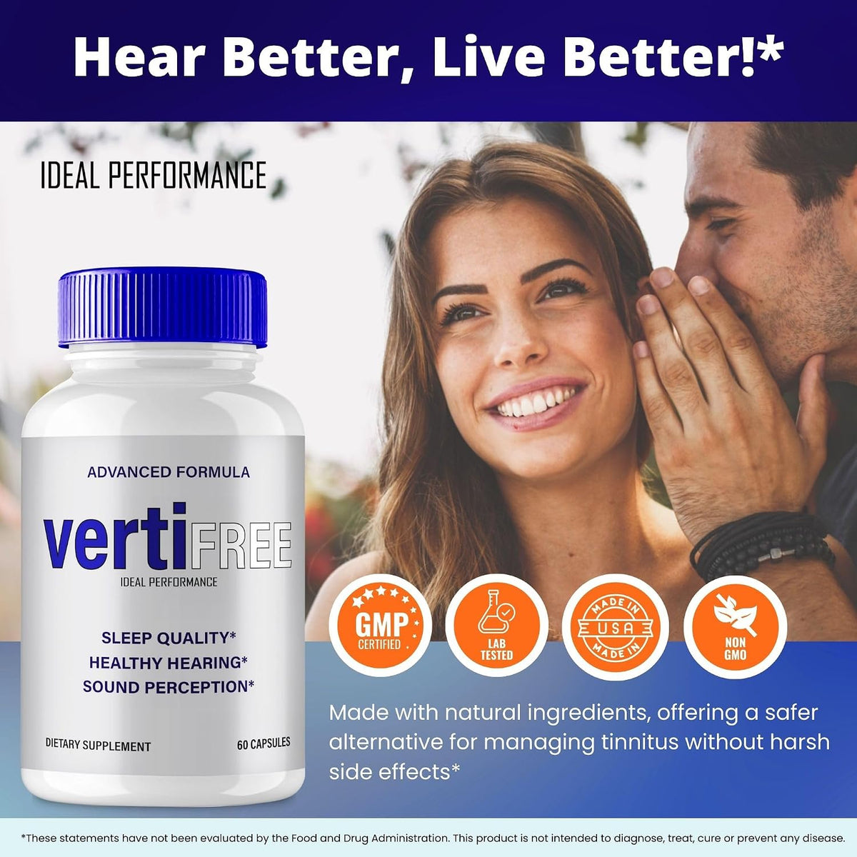 Vertifree Tinnitus Relief Capsules - Maximum Strength, Natural Support for Ear Health (3 Pack) - görsel 6