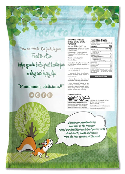 Food to Live Organic Freeze-Dried Camu Camu Powder – 3.6 kg