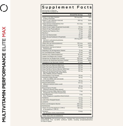 Codeage Multivitamin Performance Elite Max – Daily Multivitamin with Vitamins A, B Complex, C, D3, E & Vitamin K (MK-4, MK-7), Minerals, Botanicals, Grass-Fed Organ Blend & Lutein – 90 Capsules