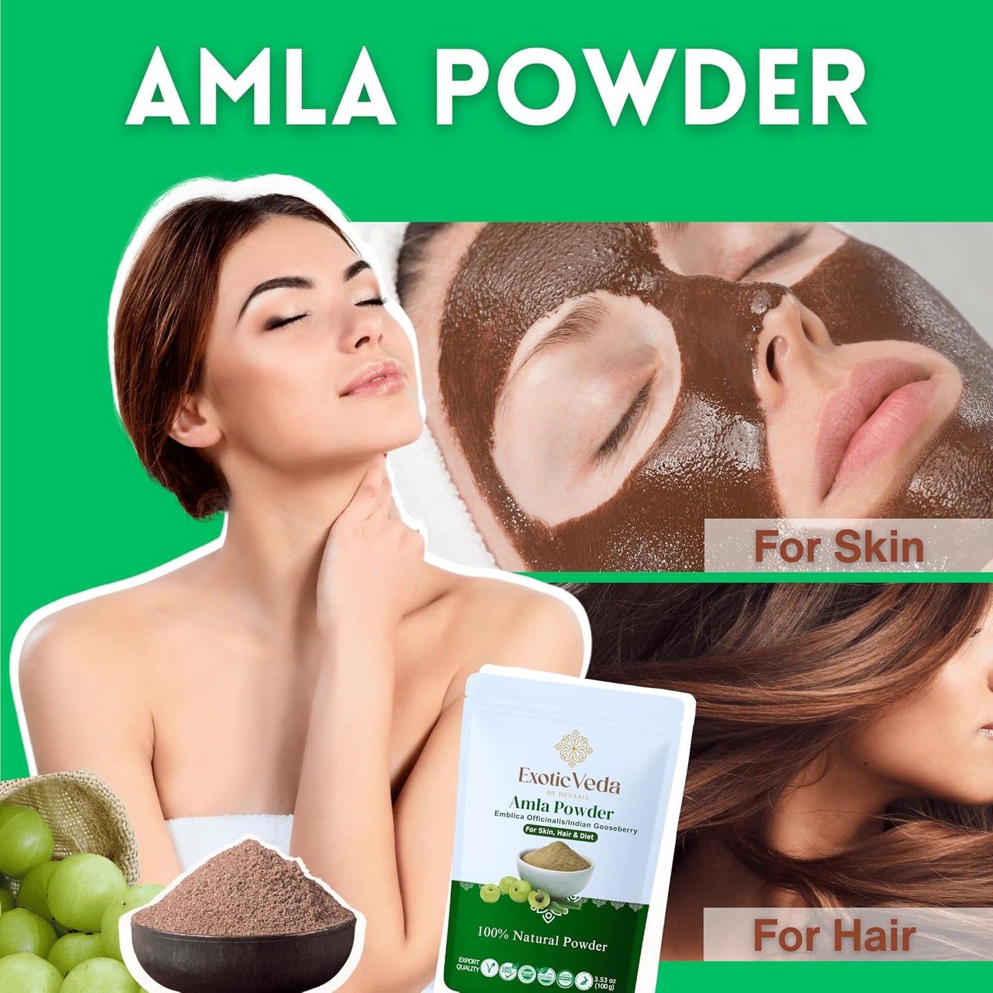 Exotic Veda Amla Powder - 100% Pure Indian Gooseberry, Ayurvedic Supplement, Non-GMO, 100g - görsel 4