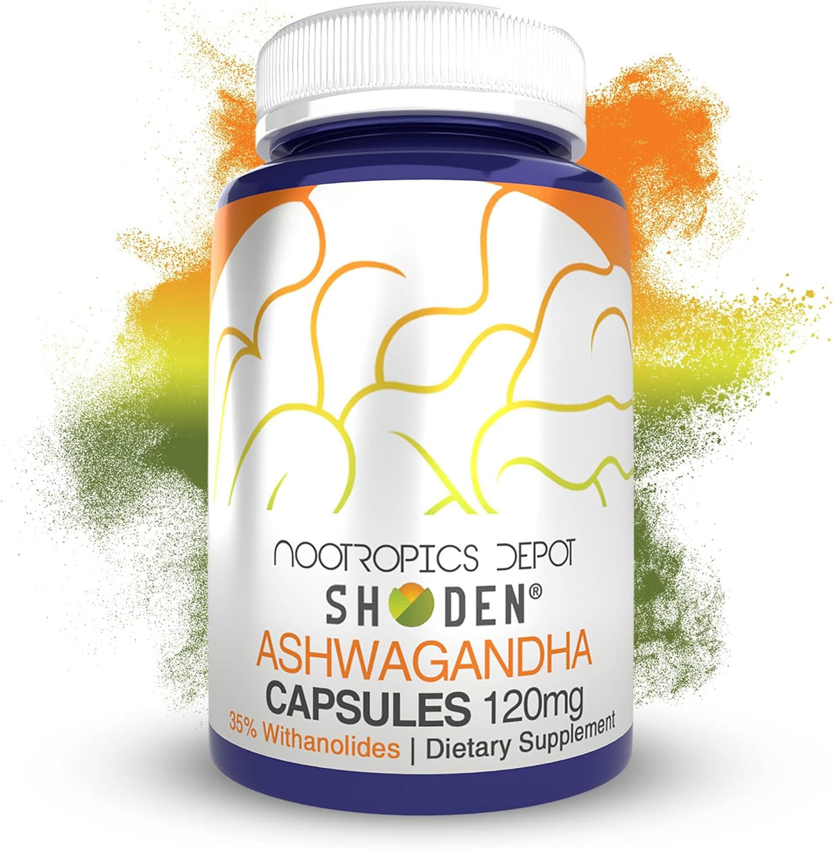 Nootropics Depot Shoden Ashwagandha Extract Capsules | 120mg | 35% Withanolides | 30 Count - görsel 1