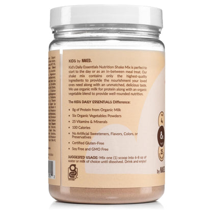Naked Chocolate Kids Daily Essentials – Organic Kids' Protein Shake with 25 Vitamins and Minerals