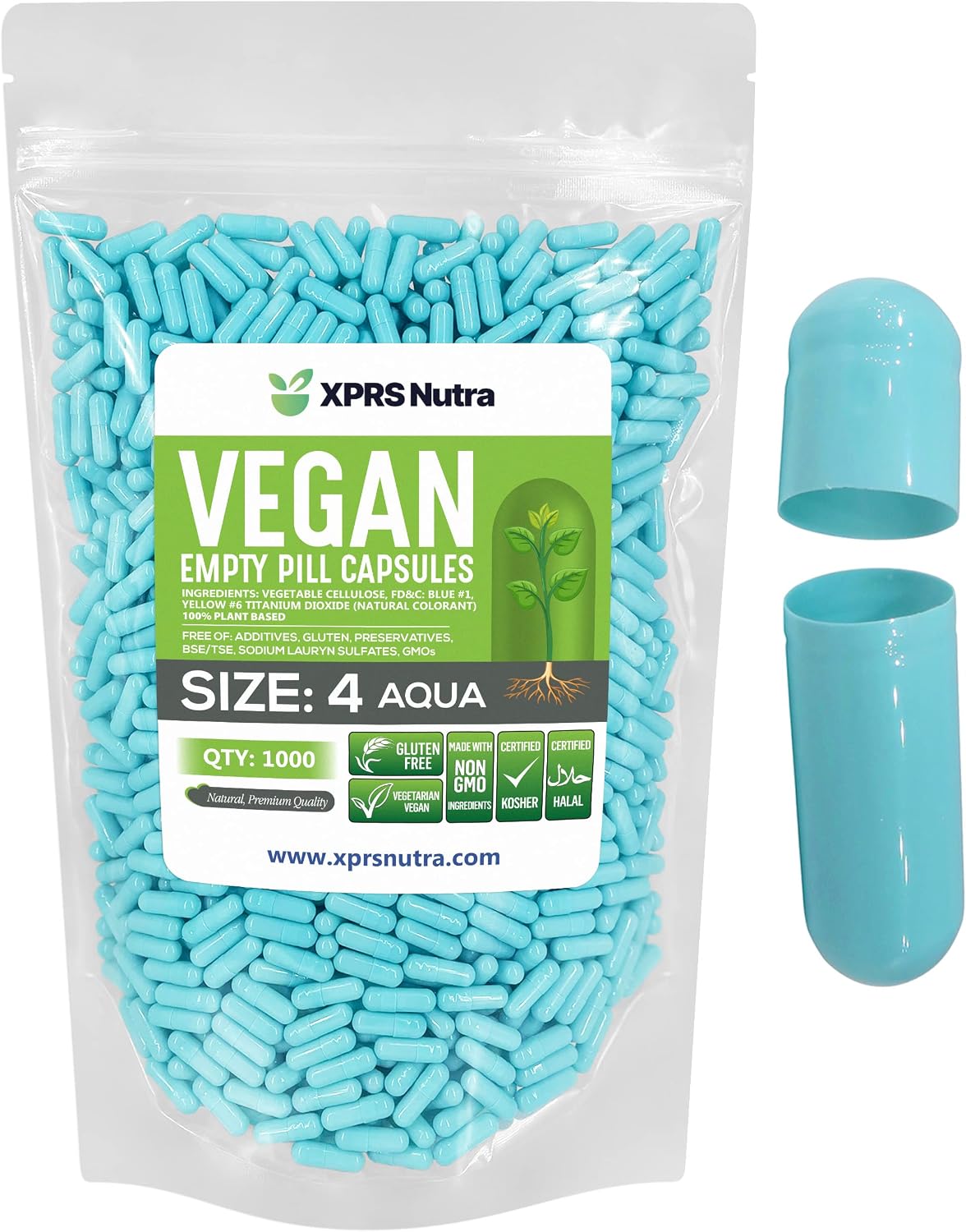 XPRS Nutra Size 4 Empty Capsules - 100 Count Small Clear Empty Vegan Capsules - görsel 9