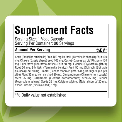 Optica – Eye Care for Vision and Retinal Health with Zinc, Iron, Calcium, Bacopa and Ayurvedic Herbs (90 Vegetarian Capsules, 800 mg)