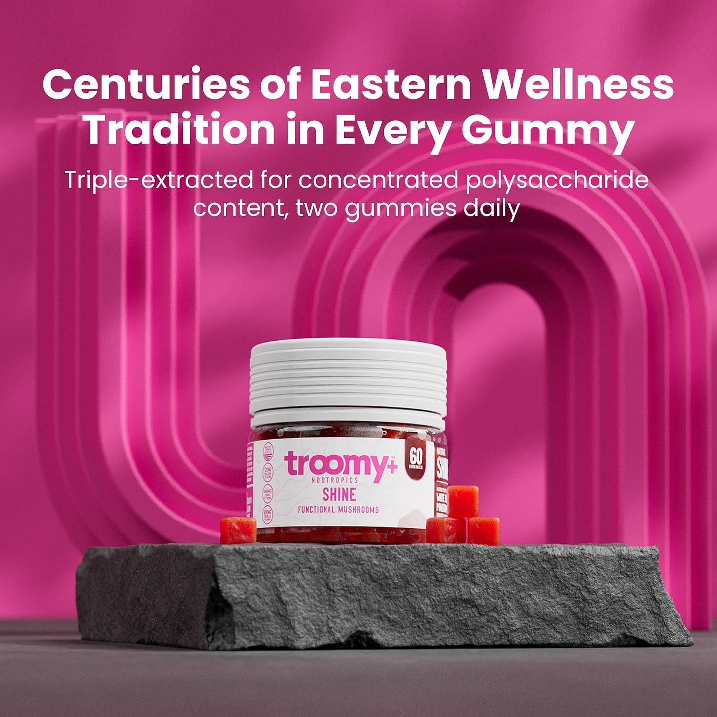 Troomy Shine Tremella Mushroom Gummies with Biotin and Collagen for Hair Skin and Nails, White Peach Pomegranate Flavour, Vegan-Friendly, Gluten-free, Made in USA, Independent Lab Quality-Checked - 30 Count - görsel 6