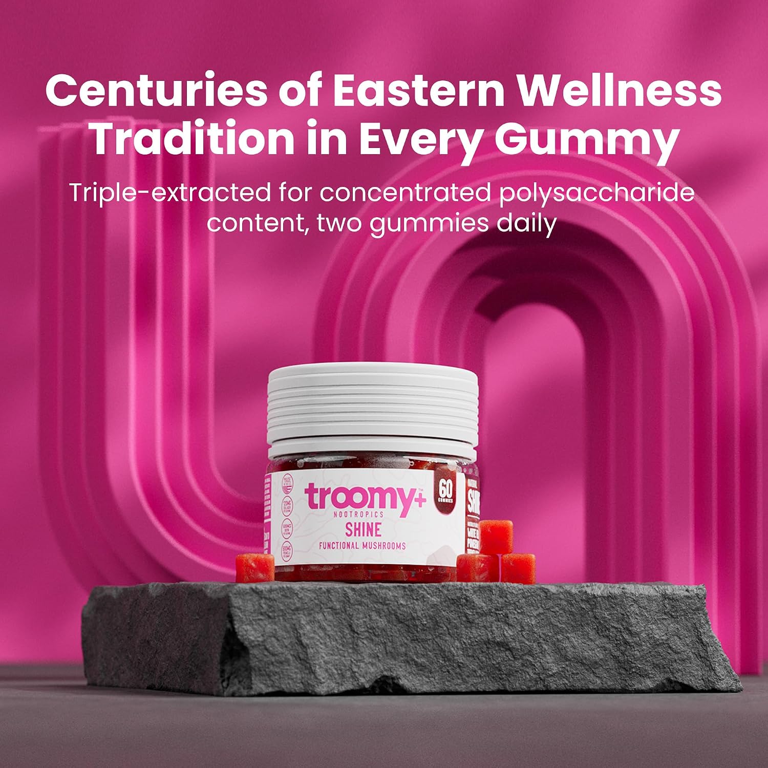 Troomy Shine Tremella Mushroom Gummies with Biotin and Collagen for Hair Skin and Nails, White Peach Pomegranate Flavour, Vegan-Friendly, Gluten-free, Made in USA, Independent Lab Quality-Checked - 30 Count - görsel 6