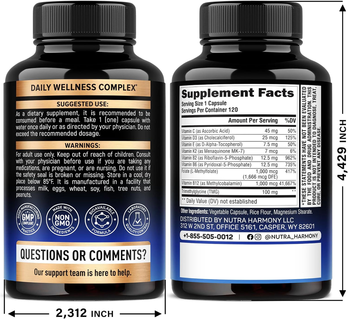 Methylated Multivitamin - B-Complex with 5-MTHF, B12, D3 & K2 - 120 Capsules - görsel 2