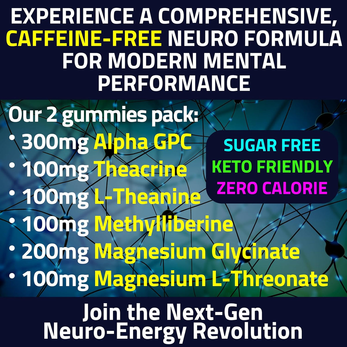 SHIZAM Alpha GPC Teacrine Magnesium L-Threonate & Glycinate Complex L-Theanine Methylliberine Gummies - görsel 7