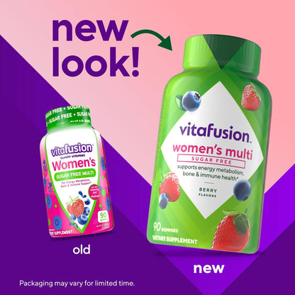 Vitafusion Women's Sugar Free Daily Multivitamin Supplement, Keto Diet Friendly Adult Gummy Vitamin for Energy, Bone & Immune Support*, 90 Count